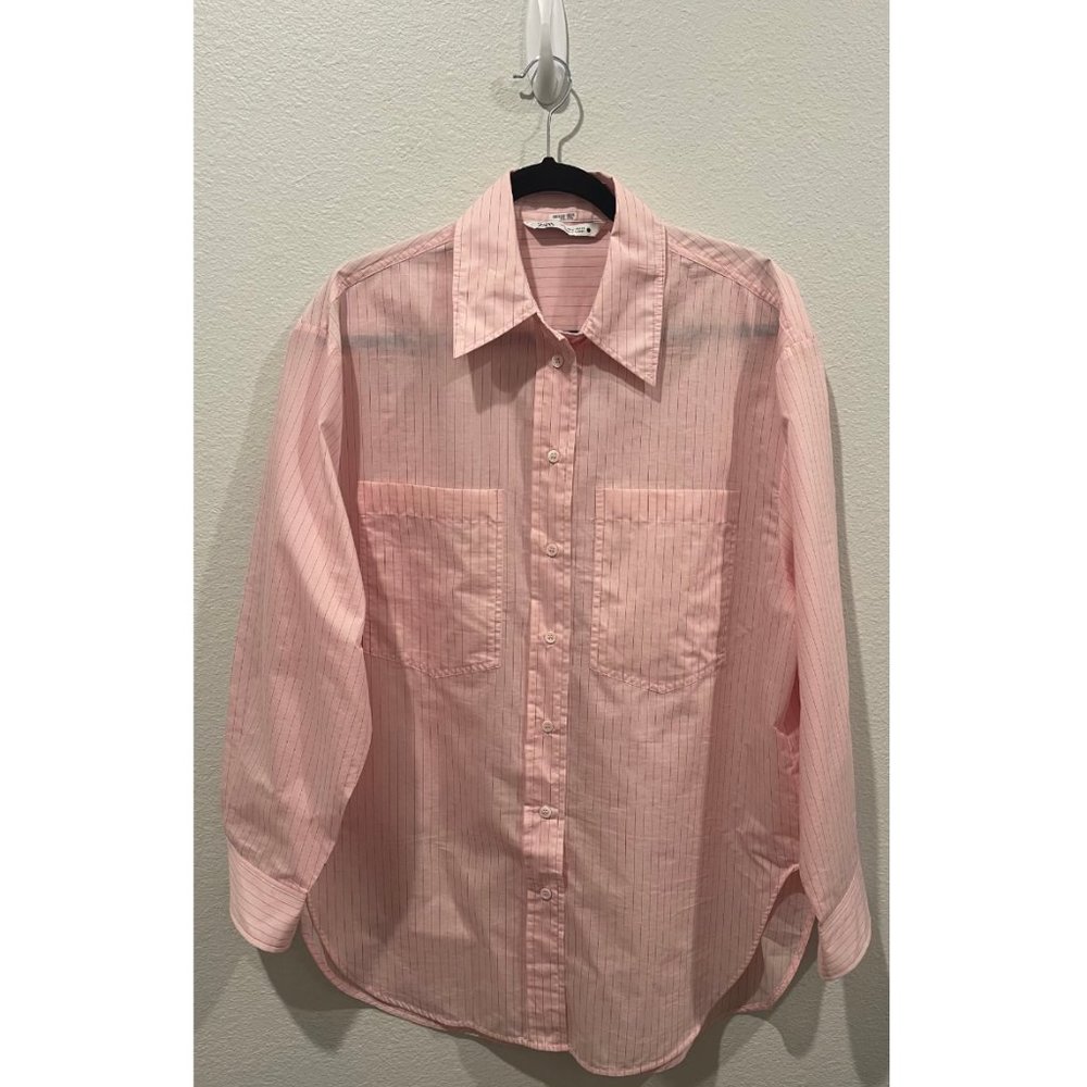 ZARA Button Front Red Striped Shirt